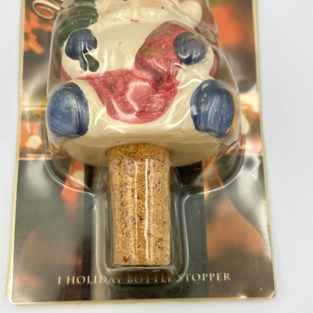 Holiday‎ Santa Claus Ceramic Bottle Stopper Wine Spirits Wrap Art New